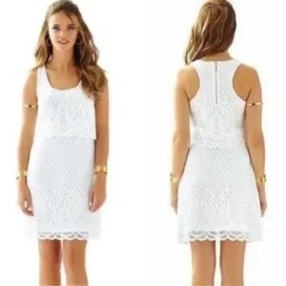Lilly Pulitzer Stelle Resort White Paradise Island Lace Overlay Dress Size XS - Picture 1 of 16
